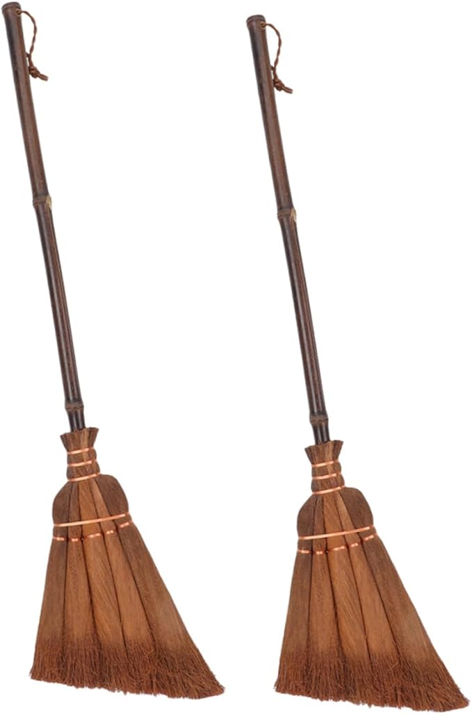 2pcs Mini Hand Broom Set Natural Straw Broom for Boys and Girls Small Dustpan Indoor Outdoor Use