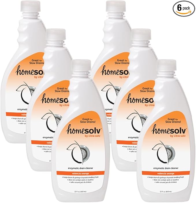 Enzyme Drain Cleaner and Deodorizer - Breaks Down Grease Build Up Eliminating Odors and Smells Septic Safe Non-Caustic Sink Drain and Garbage Disposal Cleaner (22 Fl Oz 6 Pack)