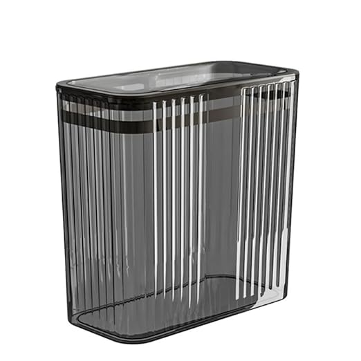 Transparent Trash Can Bathroom Trash Cans with Lids 3.5 Gallon Garbage Can for Bedroom Office Plastic Slim Waste Basket with Press Top Lid 15L Clear Trash Bin for Home Kitchen (Gray)