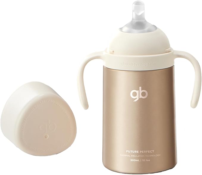 gb Ultra-Light Baby Stainless Steel Insulated Bottle with Breast-Like Pacifier 5-Layer Insulation Leak-Proof Vacuum Insulated Water Bottle with Handle 300ml for Infants &amp Toddlers