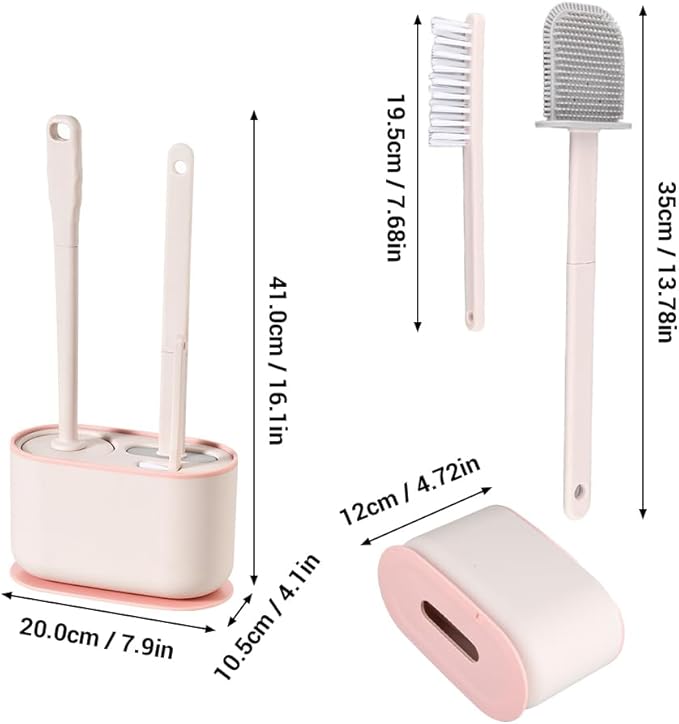 Toilet Brush Set Bathroom Accessories Toilet Bowl Cleaners Deep Cleansing Multifunctional Hanging Toilet Brush Set for Bathroom(Cherry Blossom Pink)