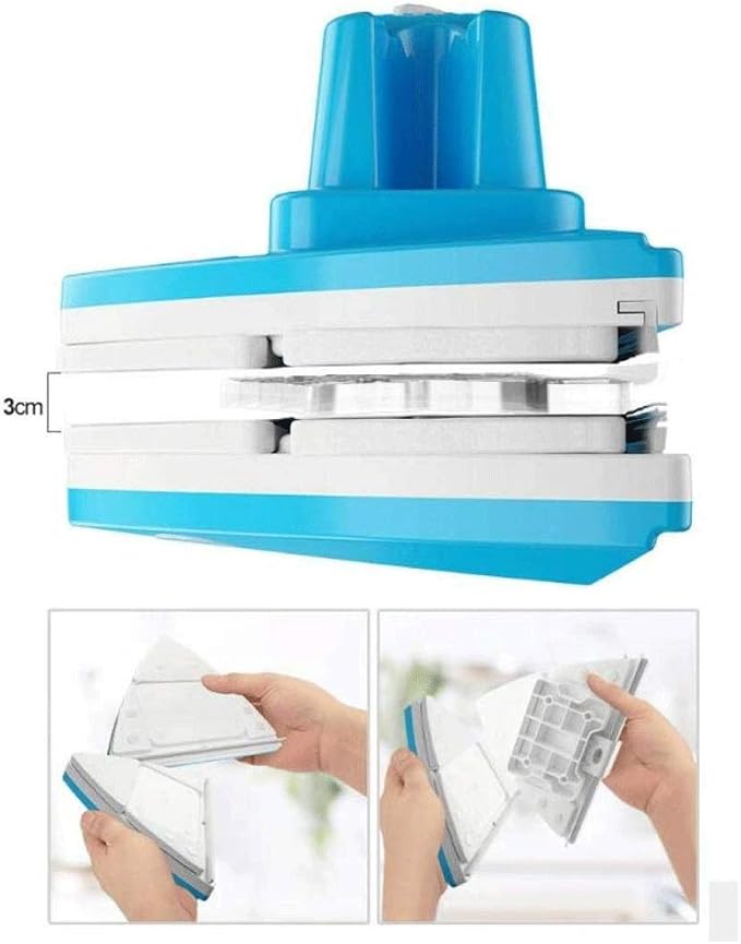 Double-Sided Magnetic Window Cleaner Glass Cleaning Brush Glass Wiper Household Cleaning Tools with Anti-Falling Rope for High(D)