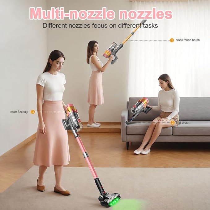 Cordless Vacuum Cleaner 550W 65Kpa 40Mins Vacuum Cleaners for Home LED Screen Stick Vacuum Cleaners Anti-Tangle 1.2L Dust Cup 4 in 1 Lightweight Vacuum for Hardwood Floor Carpet Pet Hair