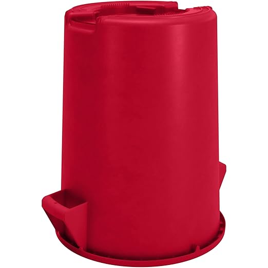 SPARTA Bronco 32 Gallon Trash Can Thick Polyethylene Bin NSF Certified Waste Container with Top Handles Bottom Handholds Reinforced Base and Stackable LLDPE 32 Gallon Red (Pack of 4)