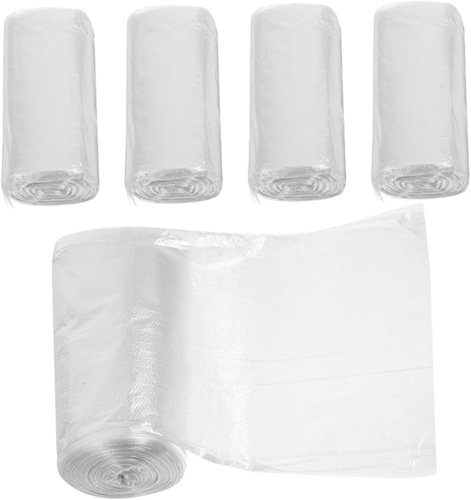 Angoily Thickened White Flat Mouth Trash Bags 300pcs (30pcs/roll X 10 Rolls) Plastic Garbage Bags for Home Bathroom Office Kitchen Waste Disposal
