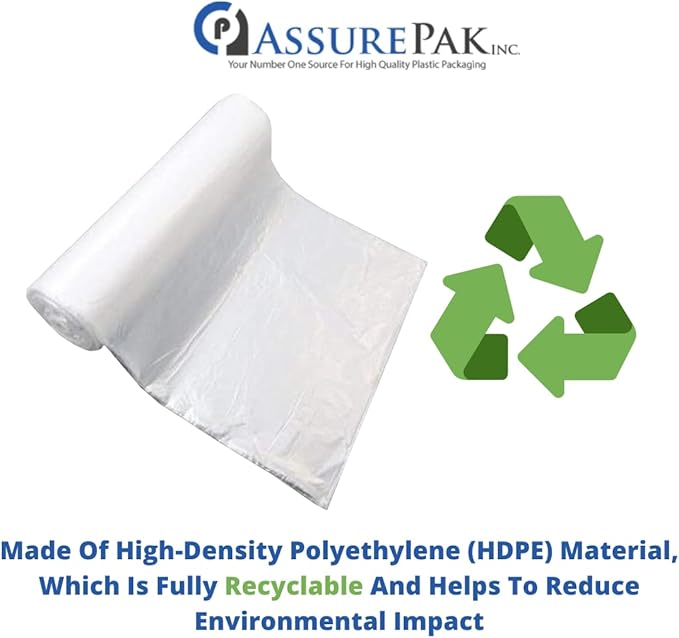 ASSUREPAK Clear (Natural Color) HDPE Coreless Trash Liners - 36x58 - 200 Bags - 13 microns - Clear - TL365813MWF - AssurePak