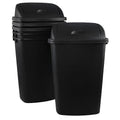 4-Pack 13 Gallon Plastic Swing Top Trash Can Lidded Wastebasket Garbage Can for Kitchen Garage or Workspace Black