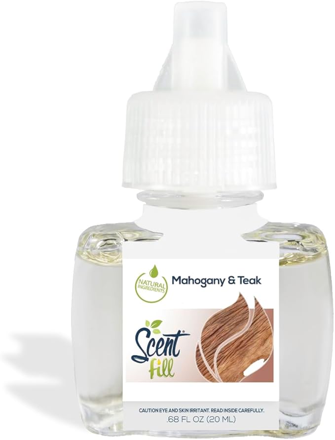 Scent Fill Mahogany &amp Teak Plug in Air Freshener 4 Scented Oil Refills