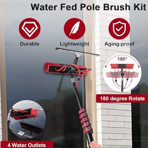 Telescopic Window Cleaning Bar with Brush Extendable Roof Cleaner for Terraces &amp Solar Panels Includes Scraper for Efficient Cleaning