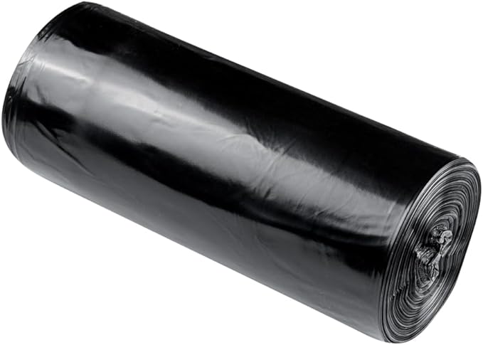 Restaurantware RW Clean 55 Gallon Trash Bags 100 Light-Duty Garbage Can Liners - Fits 55-60 Gallon Trash Cans Stretchable Black Plastic Bin Liners With Star Seal Bottom