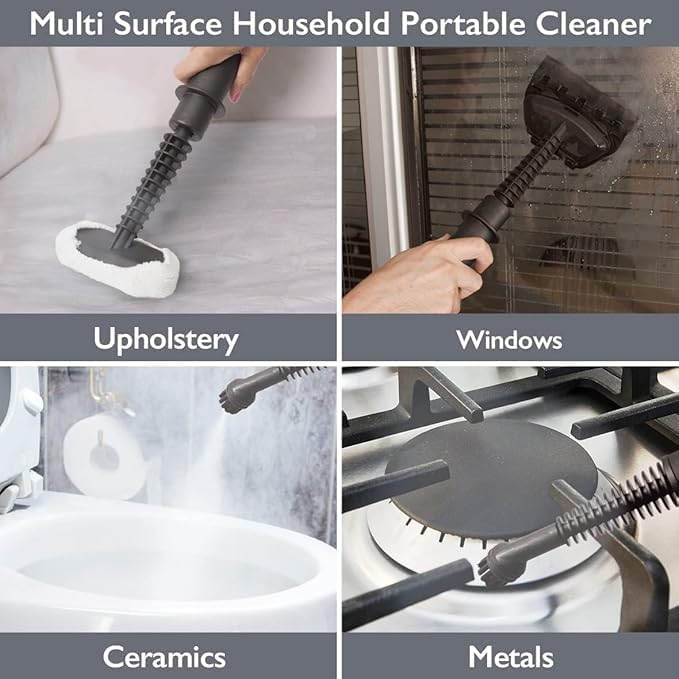 Steam Cleaner Handheld Portable Pressurized Steamer for Cleaning Multi-purpose Steamer with Several Accessories Deep Cleaning Steam Cleaner for Home Upholstery Grime Car Grout and Floor