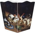Marye-Kelley WB26 Antique Bunnies Wastepaper Basket Wood