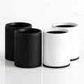 4 Pack - 4 Gallon White &amp Black Plastic Trash Can/Small Indoor Wastebasket Round Polyethylene Bin for Office Hotel Home School