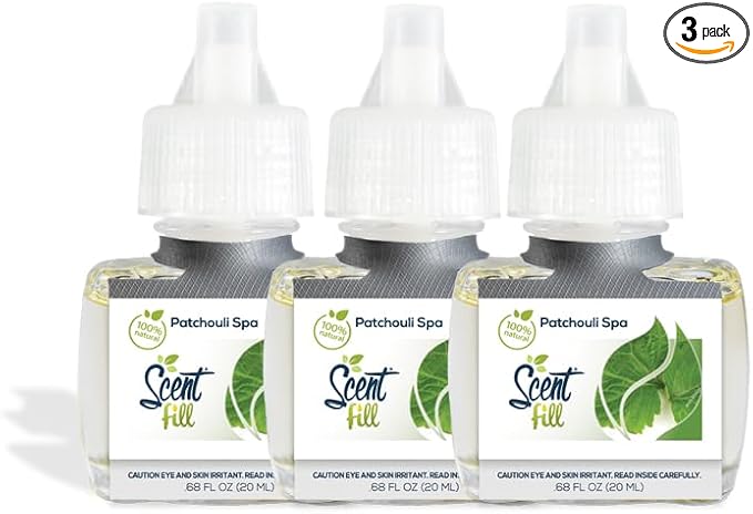 Scent Fill 100% Natural Patchouli Spa Plug in Air Freshener Scented Oil Refills 3 Refills