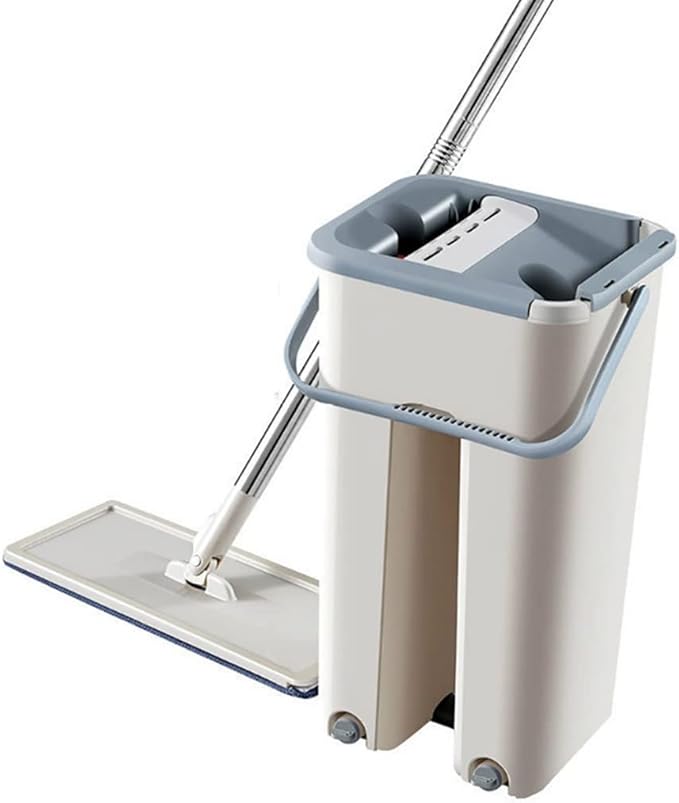 Cloth Hand Free Wringing House Home Floor Cleaning Mops Flat Squeeze Automatic Mop and Bucket Set