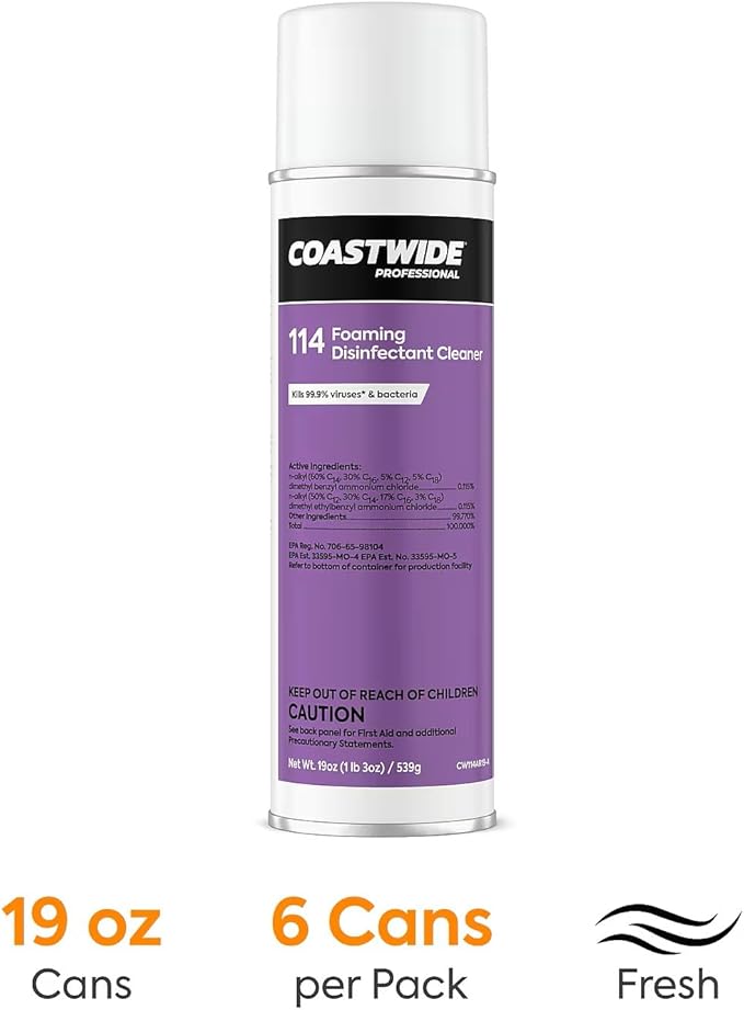 Professional 114 Foaming Disinfectant Cleaner 19 Oz. 6 Cans/Carton