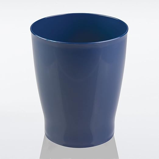 mDesign Round Plastic Bathroom Garbage Can 1.25 Gallon Wastebasket Garbage Bin Trash Can for Bathroom Bedroom and Kids Room - Small Trash Can - Fyfe Collection - Navy Blue