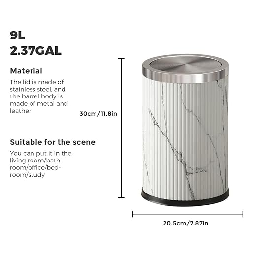 9L/2.3GAL Small Trash Can with Swing LidFancy Gold Waste Paper Baskets for BathroomsGold Small Trash Can for BathroomBedroom Powder RoomOfficeLaundry Room (9L-Wash Painting)