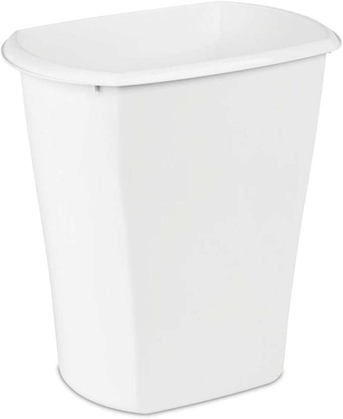 Sterilite 5.5 Gallon Rectangular Wastebasket Open-top Medium Sized Trash Can for the Bathroom Bedroom or Office White 6-Pack