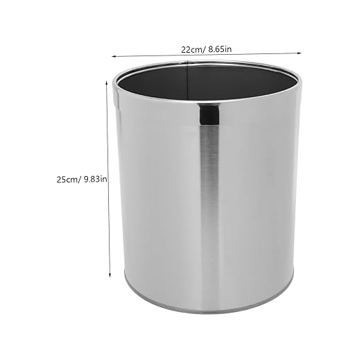 Garneck Bathroom Trash Cans Small Stainless Steel Waste Basket Office Bedroom Garbage Can Kitchen Waste Bin