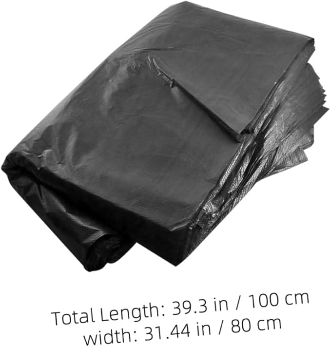 Extra Large Black Trash Bags 80x100cm 50pcs Heavy Duty Contractor Kitchen Garbage Bags for Outdoor Lawn Commercial Use