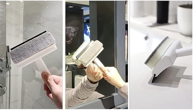Double-Sided Window Washing Brush Multi-Function Glass Wiper Scraper Removable Sponge Kitchen Cleaning