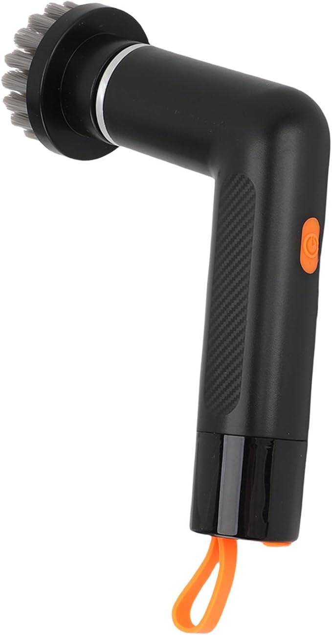 Cordless Cleaning Brush Scrubber Waterproof Bathroom Cleaner with 4 Replaceable Heads White - Powerful Motor Adjustable Speeds Ideal for Tile and Grout (Black)