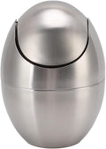 Tyenaza Mini Trash Can Egg-Shaped Stainless Steel Countertop Garbage Bin Mini Desk Can with Swing Lid for Office Desk Coffee Table Vanity Tabletop Bedroom
