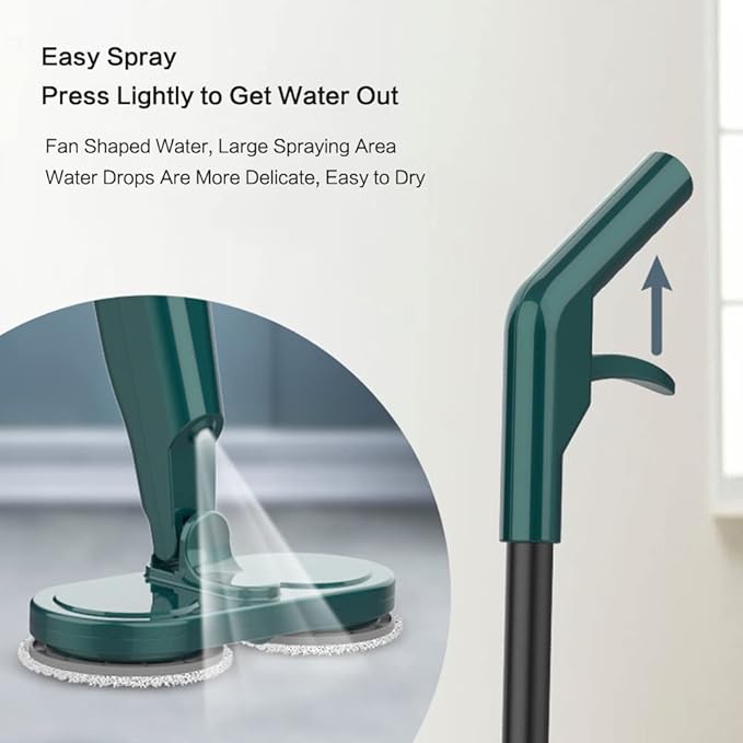 Cordless Electric Mop Scrubber Floor Cleaners Electric Spin Mop with Water Tank and Spray 60 min-Running Powerful Hardwood Electric Floor Cleaner Machine for Hard Floor Tile (Green)