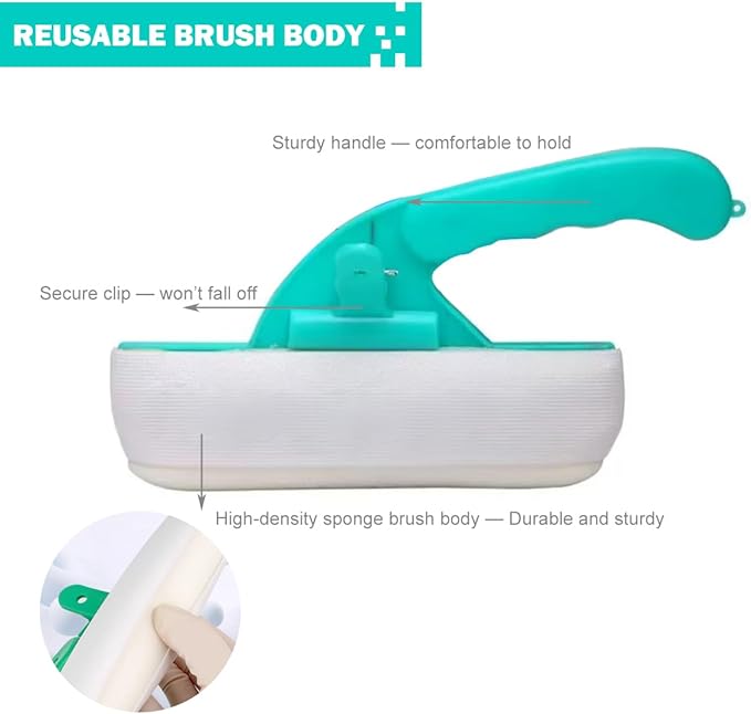 Hand Brush Hand Broom Dust Brush Bed Cleaning Dust Small Hand Broom Bed Brush Used for Bed Sofa Pet Hair Removal Replaceable Brush Cover Suitable for Deep Cleaning in Homes Hotels Nursing Homes (B)