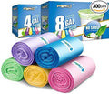 FORID Small and Medium Trash Bags 8 Gallon Garbage Bags and 4 Galllon Wastebasket Liners - 300 Counts in 10 Rolls 5 Color - Durable For Office Home Bedroom Car - 15 Liters &amp 30 Liters