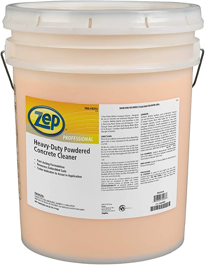 Zep Professional Heavy-Duty Powdered Concrete Cleaner - 125 LB (1 Drum) 1041750 - Fast Acting Alkaline Removes Grease and Oil on Floors