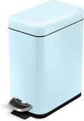 Home Zone Living 1.3 Gallon Small Bathroom Trash Can with Lid and Step Pedal Stainless Steel Wastebasket with Slim Design for Home and Office Matte Powder Blue 5 Liters