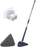 360° Swivel Telescopic Triangle Mop Cleaning Adjustable Squeeze Wet and Dry Using Absorbent Household Floor Tools(Blue 1pcs Cloth)