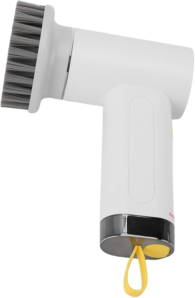 Focket Electric Spin Scrubber Cordless Electric Brush with 3 Replaceable Heads IPX7 Adjustable 2 Speeds for Bathroom Kitchen (White)