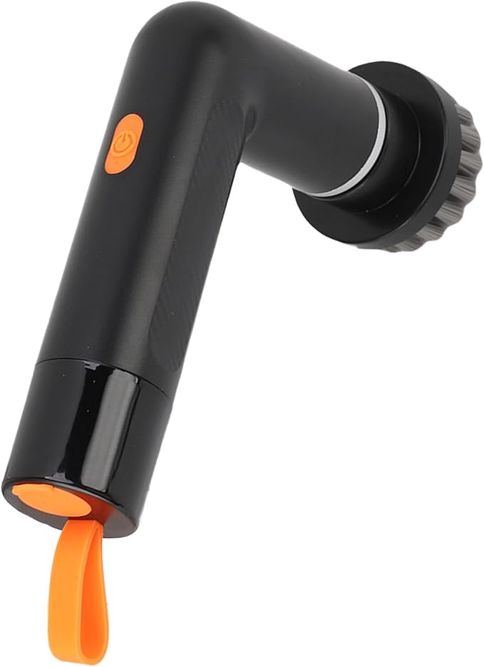 Cordless Cleaning Brush Scrubber Waterproof Bathroom Cleaner with 4 Replaceable Heads White - Powerful Motor Adjustable Speeds Ideal for Tile and Grout (Black)