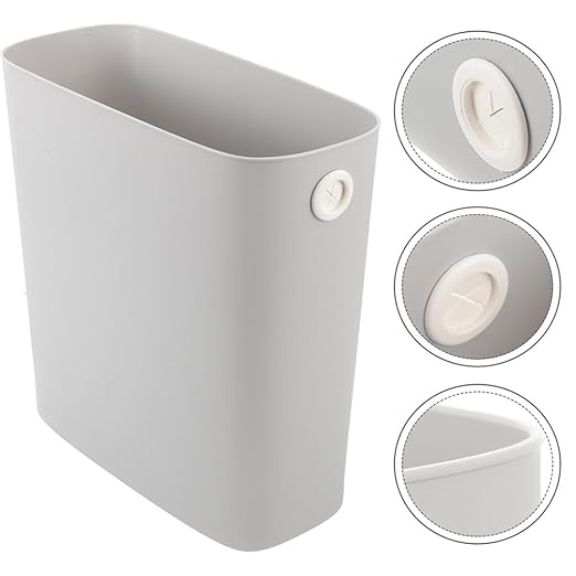 VOSAREA 13 L Rectangular Trash Can Plastic Wastebaskets Garbage Recycling Bin Slim Garbage Can Trash Bin for Narrow Space Bathroom Bedroom Laundry Home Kitchen Office Grey
