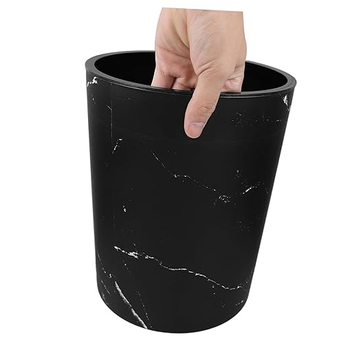 VOSAREA Large Capacity Marble Pattern Trash Can Plastic Round Wastebasket for Home Office Bathroom