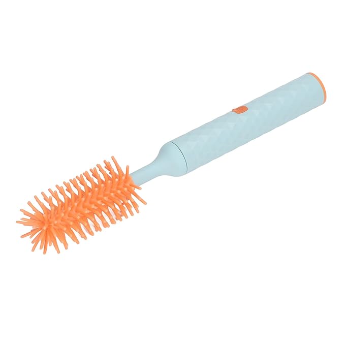Baby Bottle Cleaning Brush Straw Brush Rotating Silicone Baby Bottle Brush Cleaner Efficient Electric 2 Speeds for Home (Blue)