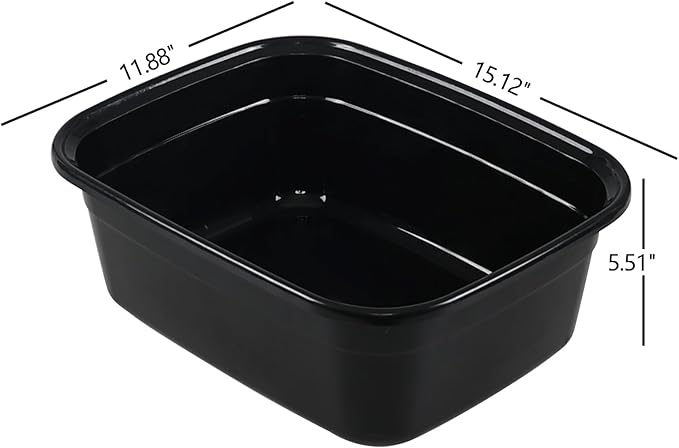 14 Quart Rectangular Plastic Washing Basins Plastic Dishpans for Sink Black 4 Packs