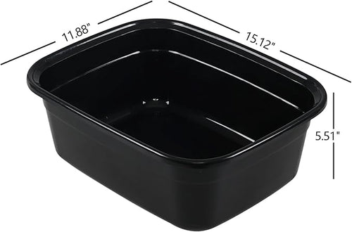 14 Quart Rectangular Plastic Washing Basins Plastic Dishpans for Sink Black 4 Packs