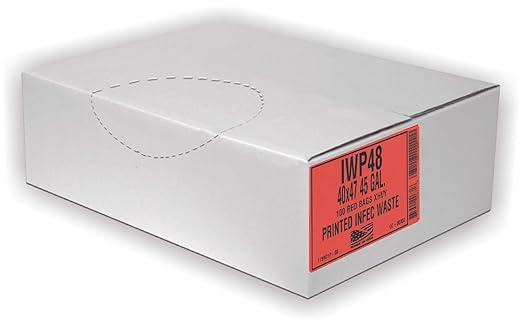 Aluf Plastics 45 Gallon (40 x 47) Red Infectious Waste Bags - Meets DOT Federal Requirements - Case of 100
