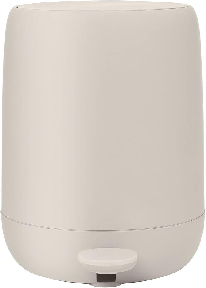 Blomus Sono Cosmetic bin with Soft-Close 3 L Pedal bin in Beige with Pedal Moonbeam Colour Bathroom Waste bin Made of Plastic and Silicone Removable Inner bin Diameter 20 x 25 cm