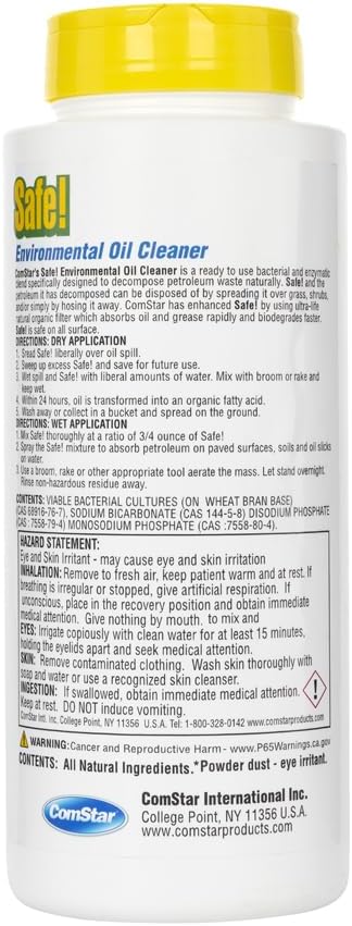 ComStar Safe! Oil Spill Eater8 Ounces Powerful Enzymatic Oil Absorber Petroleum Waste Remover Eliminates Odors Fast-Acting Hydrocarbon Breakdown (60-200)