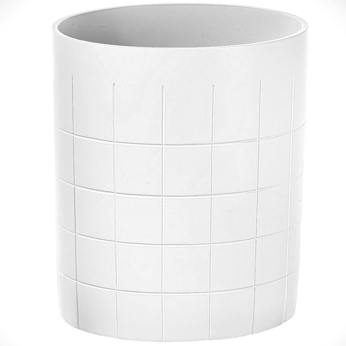 Creative Scents Polar White Small Bathroom Trash Can 1.58 Gal / 6L - Small Oval Waste Basket for Bathroom - Space Friendly Wastebasket Garbage Can for Powder Room Bedroom or Living Room