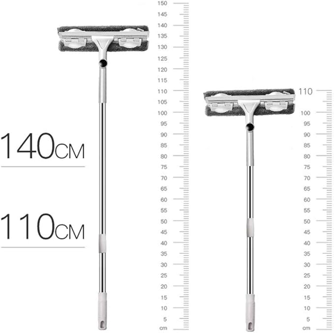 Glass Wiper- Window Squeegee Scrubber Telescopic Cleaner Detachable Microfiber Brush and Rubber Scraper with Extension Pole