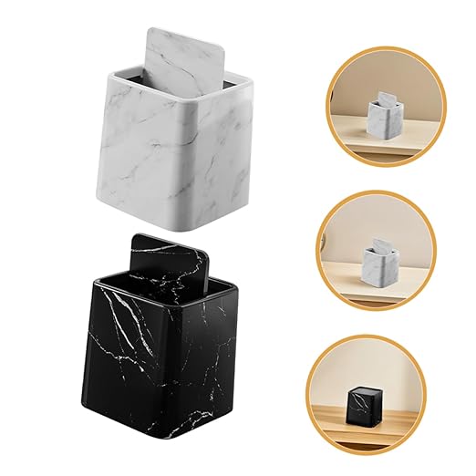 Alipis 2pcs Marble Pattern Trash Can with Swing Lid Compact Modern Bathroom Trash Bin for Bedroom Kitchen Office Home Decor Stylish Wastebasket