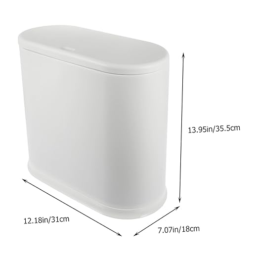 Luxshiny Compact Trash Can with Lid Modern Wastebasket for Bathroom Kitchen Office Material Stylish Design for Space Saving Convenience