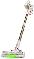 KIKETECH Cordless Vacuum Cleaner(Wide/Long Flat Brush Cleaning Brush Wall Mount) Stick Vacuum Cleaners for Home Handheld Vacuum Cleaners for Home for Pet Hair/Carpet/Floor (Gold)