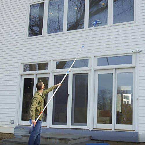Unger Professional 2-in-1 Squeegee and Scrubber 14” Window Cleaning Tool with Streak-Free Results Commercial and Residential Use Microfiber Sleeve to Clean without Scratching